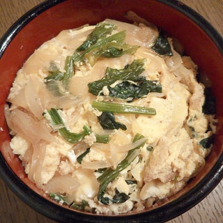 野菜と刻み揚げの卵とじ丼